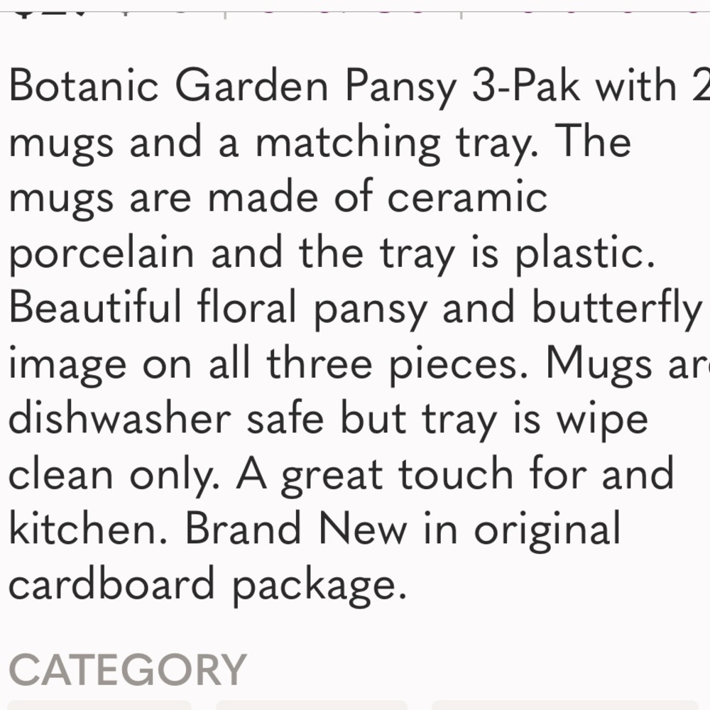 Portmeirion Botanic Garden By Pimpernel 2 Mugs & Tray Set Floral Design NEW - Picture 4 of 5